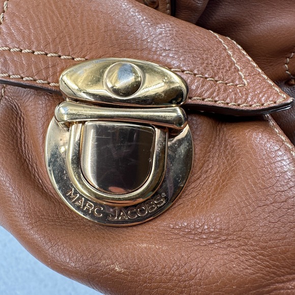 Marc Jacobs TAN BROWN GENUINE LEATHER TOTE‎ SHOULDER BAG HANDBAG PURSE - Picture 11 of 14